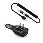 For Galaxy A13/A14/A15 Coiled USB Cable 2-in-1 Car Home Charger Micro-USB to