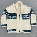Vintage Cowichan Sweater Men's Medium Chunky Knit Cardigan 70s 80s Lebowski