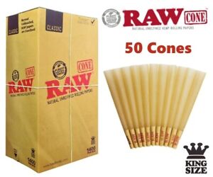 Authentic RAW Classic King Size W/Filter Tip Pre-Rolled Cones 50 Pack