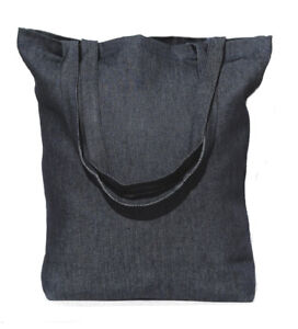 10 Wholesale Bulk Dark Denim Twill Tote Bags - Free Shipping