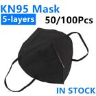 50/100Pcs Black Color KN95 Protective 5 Layer Mask Disposable Respirato