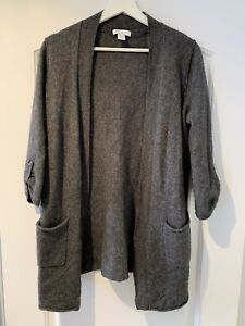 Deane & White Cardigan Cashmere Pockets Grey Size Extra Large XL Flawed Read