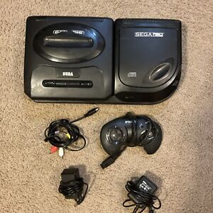 Sega Genesis console model 2 with Sega CD - MK-4102 Cables Controller READ