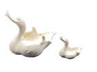 Set Vintage Hull Pottery Swan Planter #23 Ivory White Satin