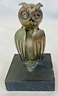 Vintage Steampunk Owl Small Sculpture Figurine Statue 1972 Brass Color