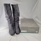 Maurices Suede Knee High Boots Gray Zip Womens Size 10 Wide Calf Sheryl