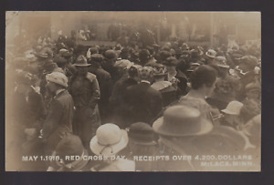 Milaca MINNESOTA RPPC 1918 WW1 Soldiers RED CROSS DAY Raising Money $4,200 MN