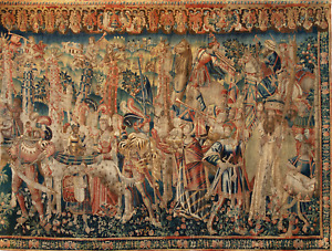Absolutely Superb Medieval Woven Tapestry Renaissance Or Fabric Print RE447164
