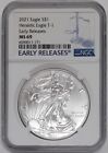 2021 American Silver Eagle 1 Oz .999 Coin Type I Rev.  NGC MS-69 Early Releases