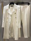 Anne Klein Womens White Double-Breasted 2 Piece Suit Pants Set Size 10 Petite