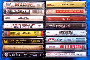 16 Country Music Cassette Tapes with Storage Carry Case Mixed Artists Lot