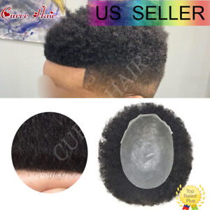 Hair Units for Black Men Toupee Kinky Curly Afro Mens Hair Replacement Systems