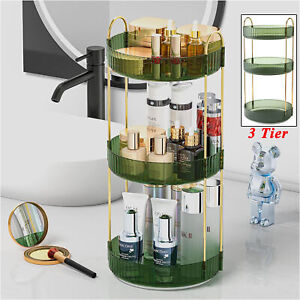 New Listing3 Tier Rotating Makeup Organizer 360° Spinning Perfume Cosmetic Storage Tray US