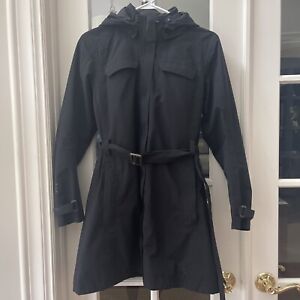 Ladies REI black Hooded  trenchcoat size medium