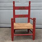 New ListingVINTAGE Children's Mexican Chair Red Hand Painted with Woven Seat