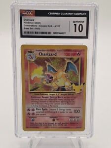CGC G. MINT 10 2021 Pokémon Charizard Celebrations Holo Classic Collection 4/102