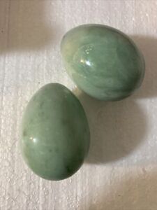 Natural Onyx Stone Polished Eggs Decor, Lot of 2 Green