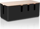 Cable Management Box by , Solid Wood Lid, Cord Organizer for Desk TV Computer...