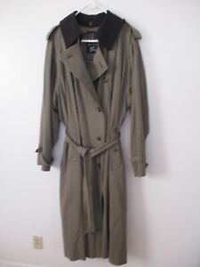 VTG BURBERRYS  Men’s Olive Green WOOL Collar Trench Coat 48 Long