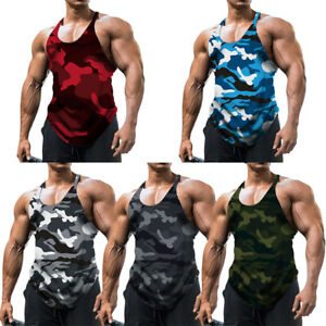 Men Gym Tank Top Vest Sleeveless Bodybuilding Fitness Muscle Tee T-shirt USA❤