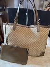 Gucci Tote and Pouch Canvas Leather Preloved Vintage Authentic