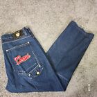Coogi Australian Jeans Men's 38x33 Blue Denim Jeans Embroidered Hip Hop Raw Hem