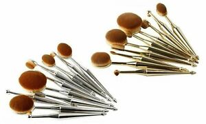 Metallic Oval Makeup Brush Set (10-Piece) Metallic Oval Makeup Brush Set