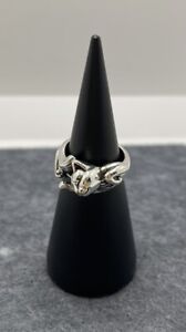 Silver Tone Cat Stretching Ring Size 6.5 Fashion Jewelry Unmarked