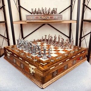 Luxury Chess Set Solid Wooden Chess Board Mythology Chess Pieces - Gift Idea