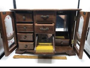 vintage wood jewelry box drawers