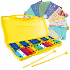 25 Notes Kids Glockenspiel Chromatic Metal Xylophone w/Yellow Case and 2 Mallets