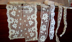 Large LOT  Antique/1900-20 Reclaimed VAL LACE Various Patterns/widths/lengths