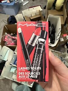 MAC Lashes to Lips Kit Pink Mac Stack Mascara Prep n Prime Lip Red Lipstick L14