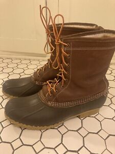 Bean Boots LL Bean 10” Shearling Lined Tumbled Leather Duck Boots USA Men’s 12 M