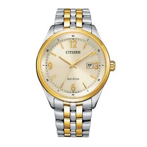 Citizen Eco-Drive Men's Classic Silver-Gold Calendar Watch 41MM BM7259-51P