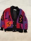 Vintage Robert Micheal Mohair Acrylic Geometric Abstract Cardigan Button Sweater
