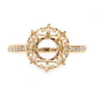 Semi Mount Engagement Diamond Ring Round 10-11mm Solid 10K Yellow Gold  Setting