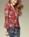 Cabi Womens Size Small Long Sleeve Devotions Red Floral Blouse
