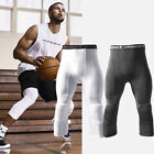 Men's Basketball Sports Tight Pants ¾ Compression Workout Leggings w/Knee Pads