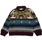 Vintage Ecuador Wool Sweater L Chunky Knit Native Pattern Southwest Harrington's