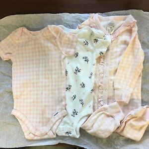 Set 3 Modern Moments 12 Month 6 Month Baby clothes Pink Plaid White Floral X8