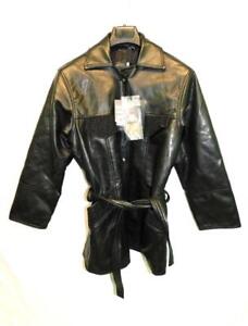 Gruppo Italiano Tessile S Black Leather Trench Coat NWT Hand Made In Italy NEW