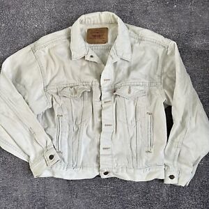 Men's Vintage 90's Levi's USA Acid Bleached White Denim Type 3 Jean Jacket Sz S