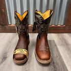 MEN'S SQUARE STEEL TOE AND SOFT WORK BOOTS GENUINE LEATHER COWBOY PULL ON 712