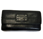 Fossil Black Genuine Leather Long Live Vintage 1954 Women's Trifold Wallet