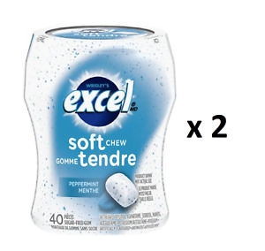 Excel Soft Chew Peppermint Sugar-Free Gum (40 Each) - PACK OF 2 - FROM CANADA