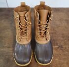 LL Bean Men's Brown Leather Lace Up Plaid Lined Ankle Duck Boots Size 9 M
