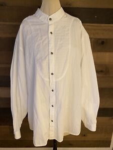 Wah Maker Frontier Wear Cowboy Shirt Banded Collar Mens Xxl Woven Knit White