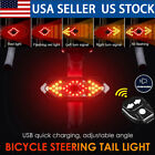 Bicycle Tail Light USB Wireless Remote Control Turn Signal Warning Lamp + Horn
