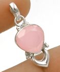Natural Faceted Rose Quartz 925 Solid Sterling Silver Pendant 1 1/4'' Long NW9-1